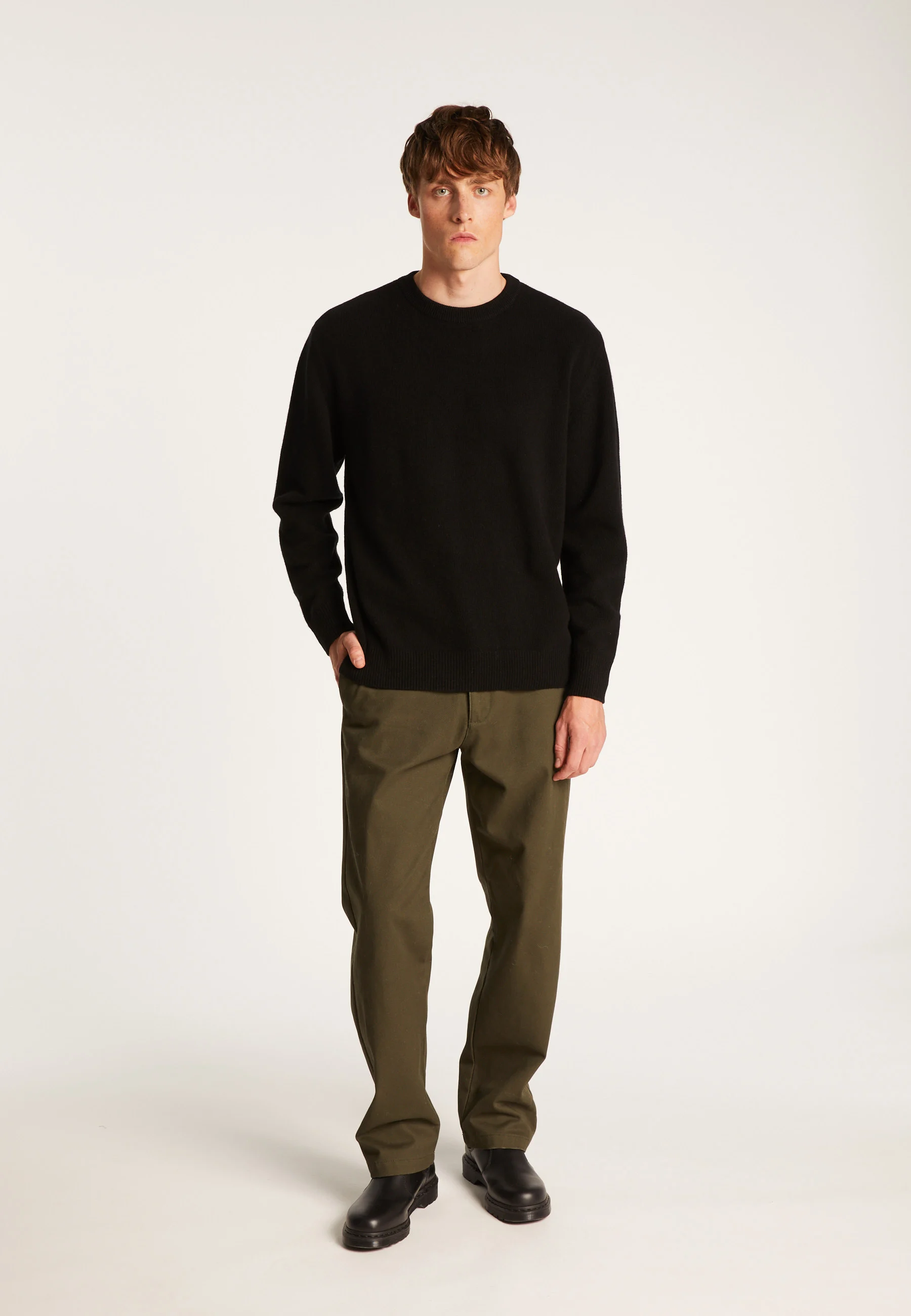 THOMAS - Pull col rond en laine mérinos | Noir