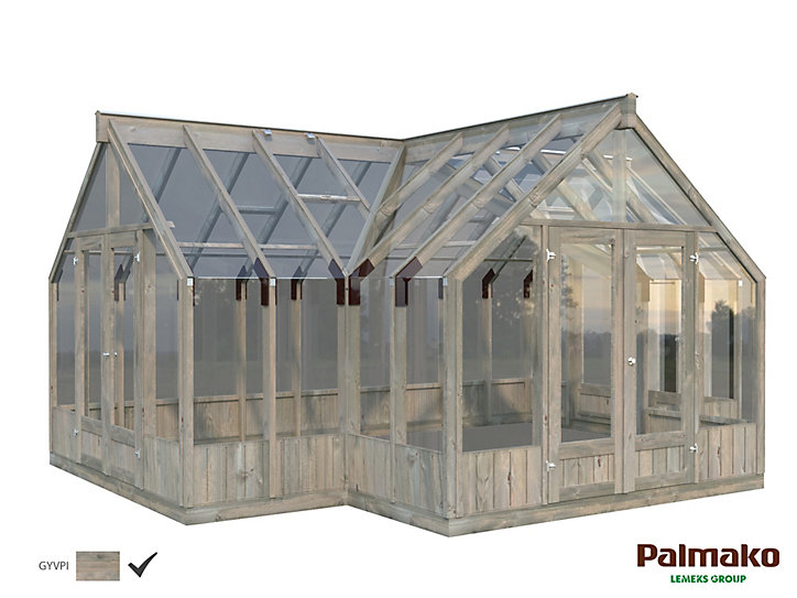 Serre Emilia 19.1 m² en bois autoclave et verre trempé Palmako