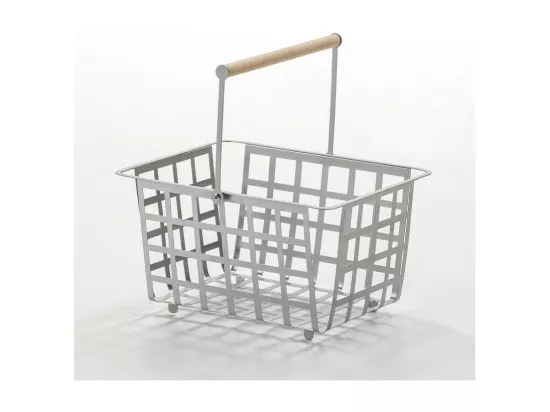 Set de 2 semi grands paniers avec poignée en bois, ZESTA.