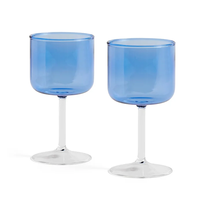 HAY - Tint Weinglas, blau / klar (2er-Set)