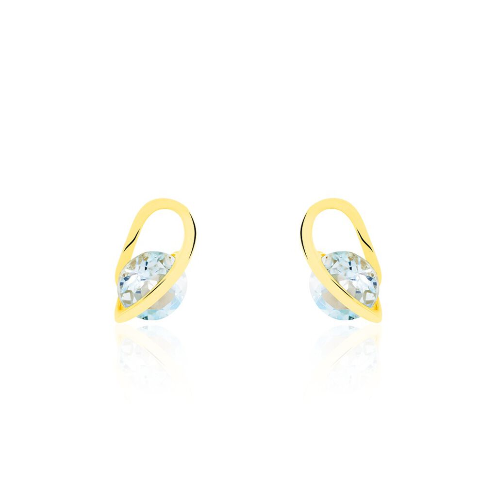Boucles D'oreilles Puces Or Jaune Berecyntia Topaze