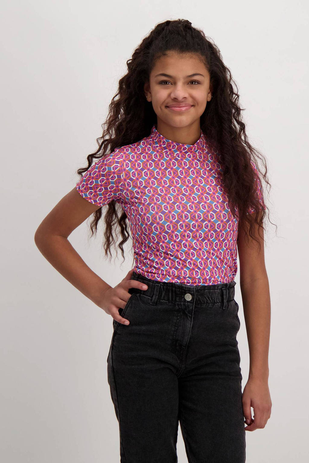 Cars T-shirt Ashi met all over print roze/multi