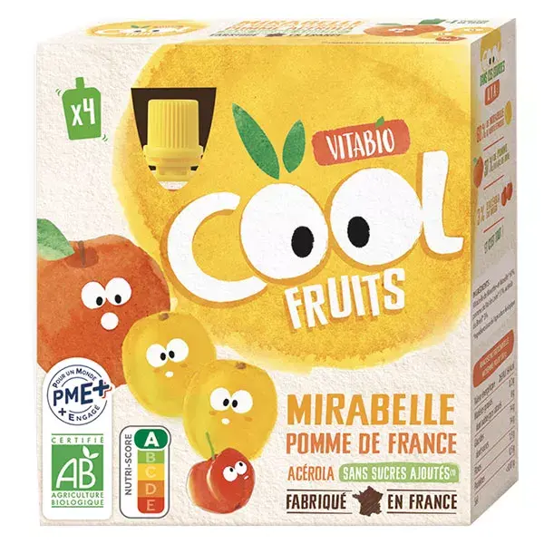 Vitabio Cool Fruits Ameixa Mirabelle Maçã Acerola Orgânica Sachê 4 x 90g