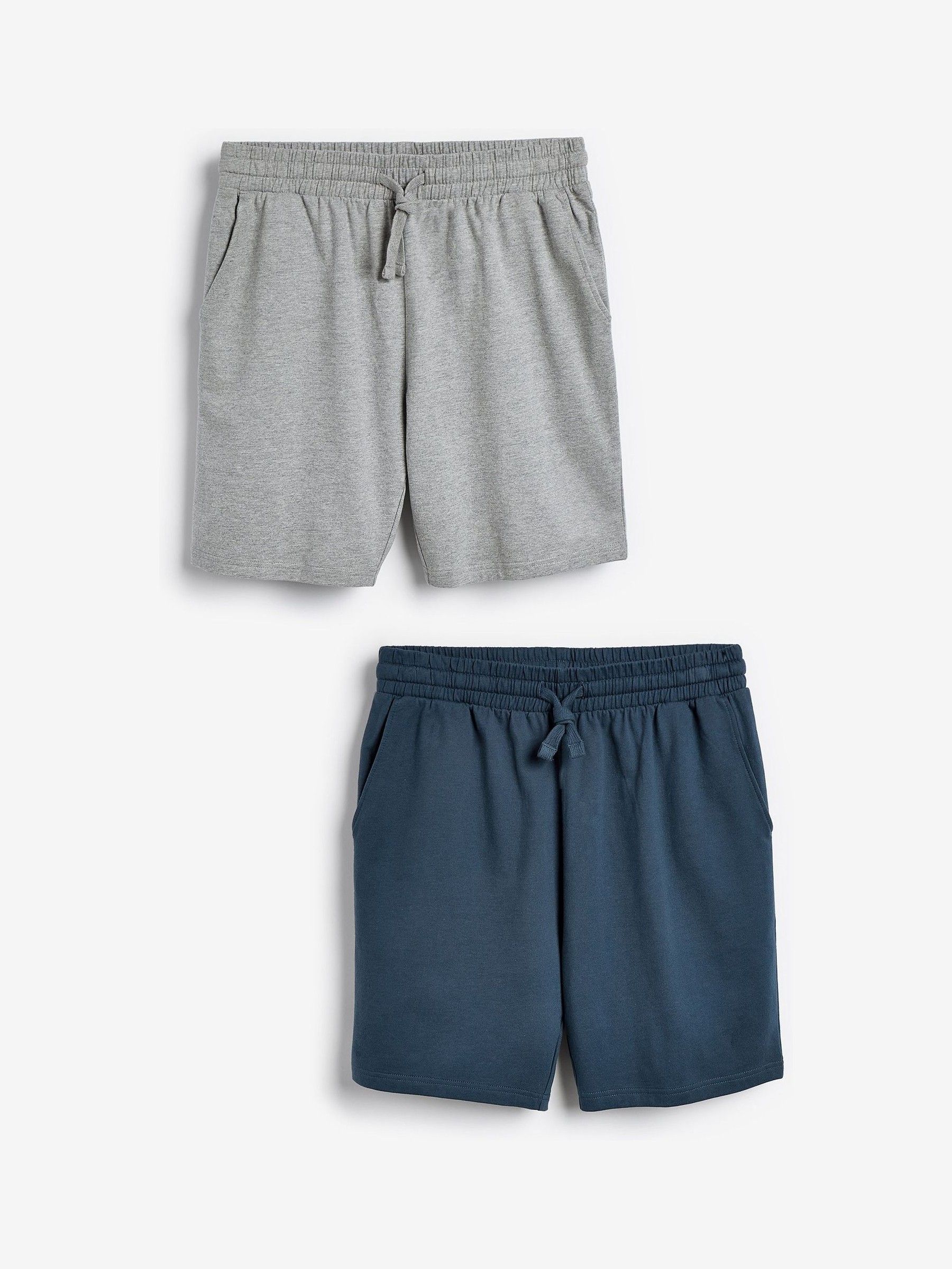 Blauw/grijs - Set van 2 lichtgewicht 100% katoenen joggershorts