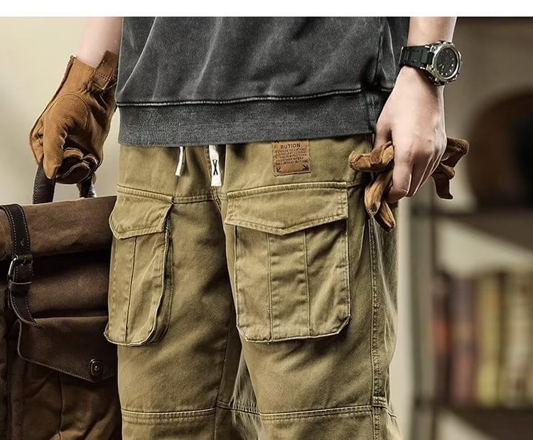 jaywoon - Effen cropped harem cargobroek met trekkoordtaille