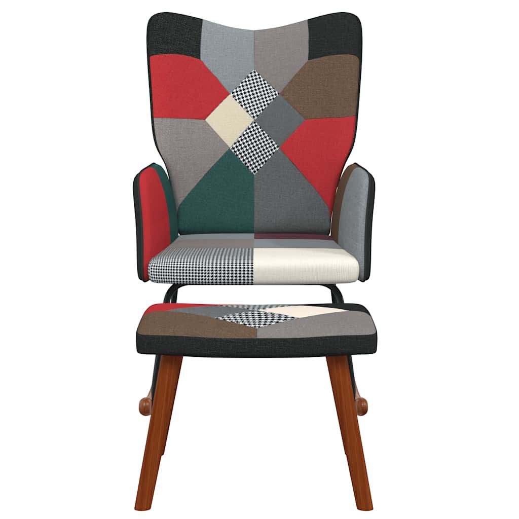 vidaXL Patchwork schommelstoel met voetenbankje, bekleed met stof