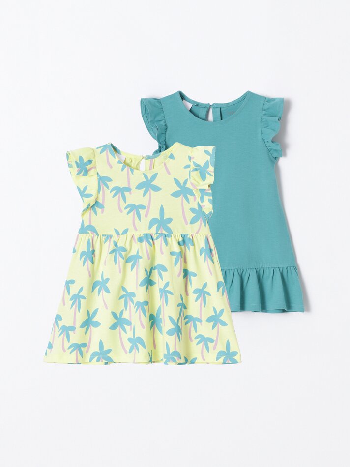 Conjunto com 2 vestidos com babados - Verde Sala de Operações