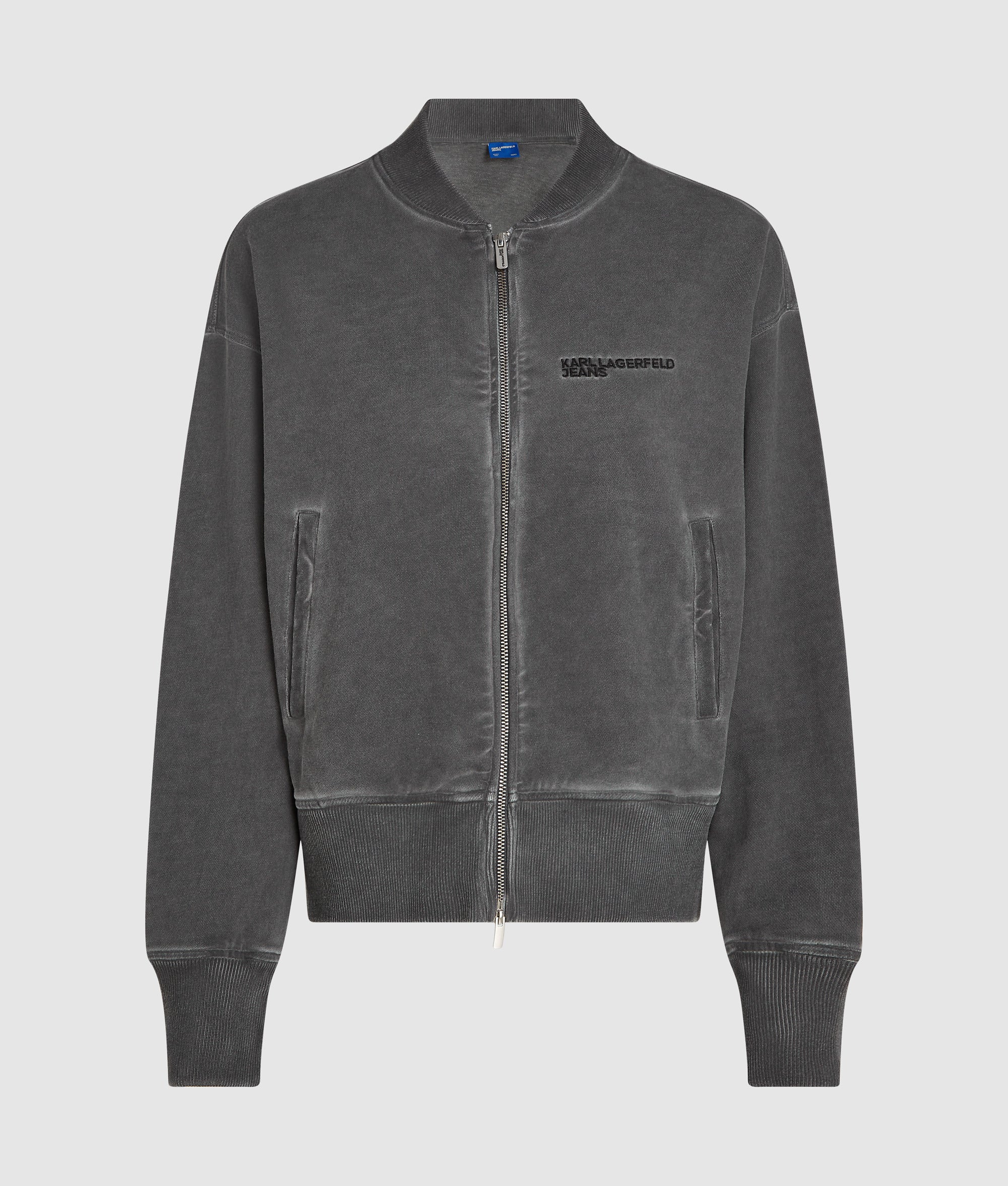 Gewassen zip-up bomber sweatshirt