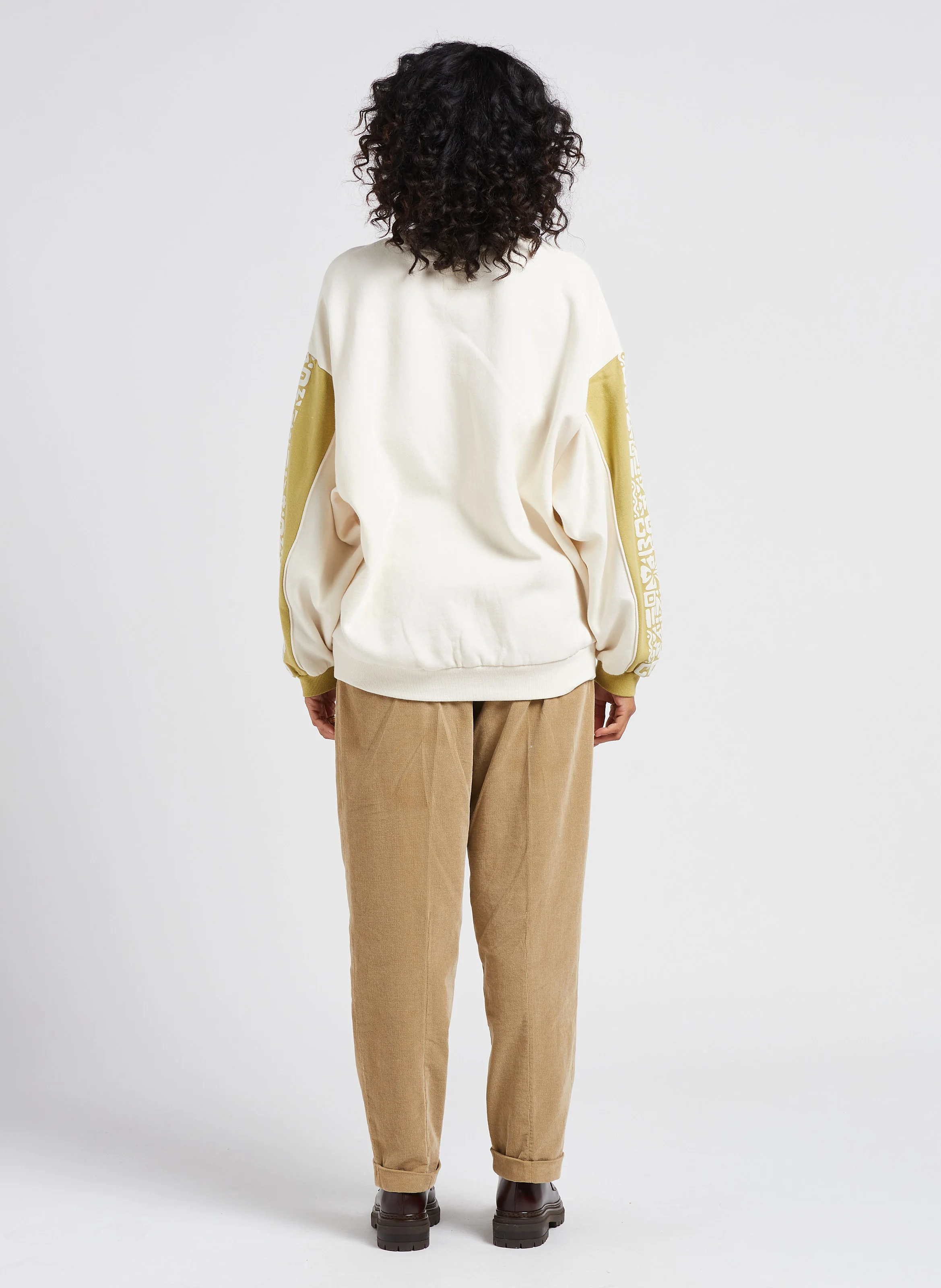 Pantalon carotte en coton de velours côtelé| Marron