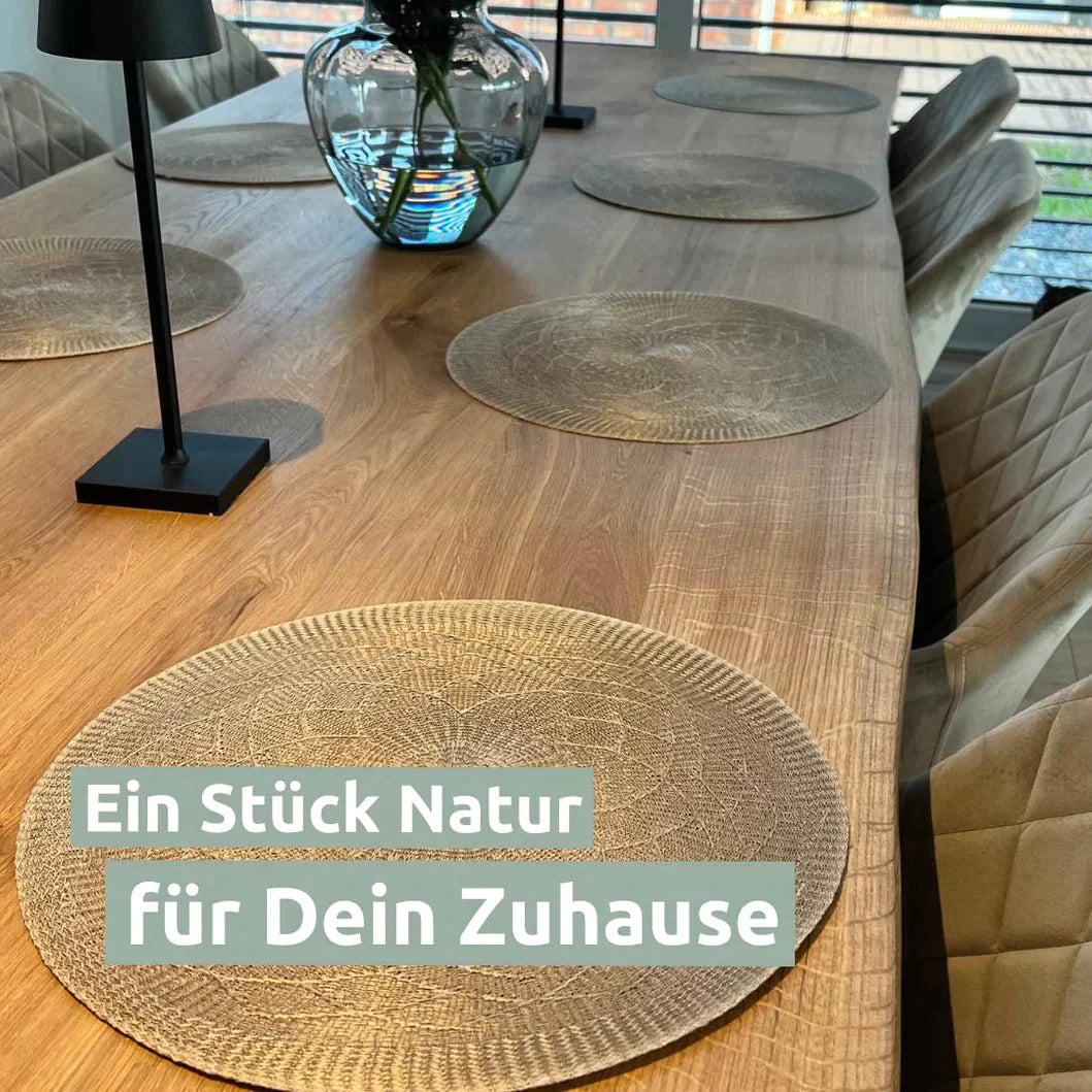 holz4home® Tischplatte 160cm x 80cm mit Baumkante aus massiver Eiche