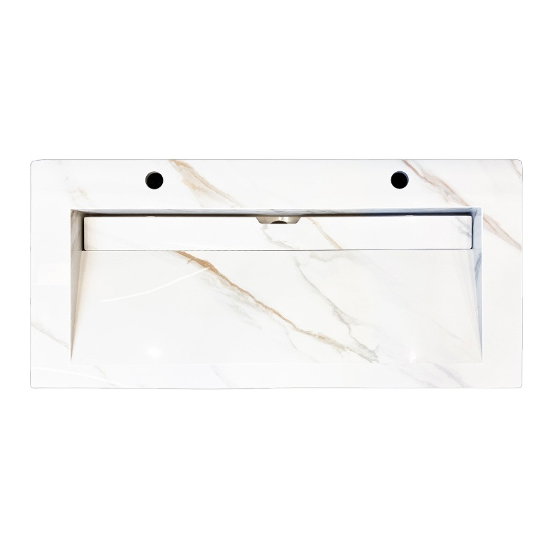 Lambini Designs Quri keramische wastafel 100cm marmer met 2 kraangaten