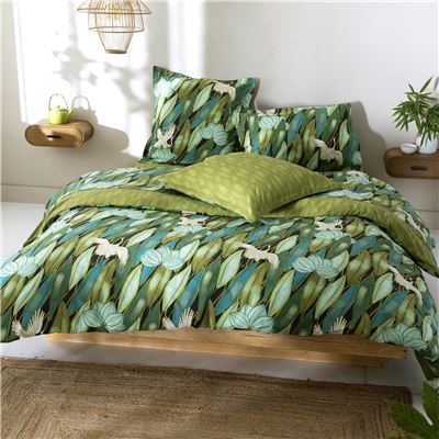 Linge de lit feuilles tropicales