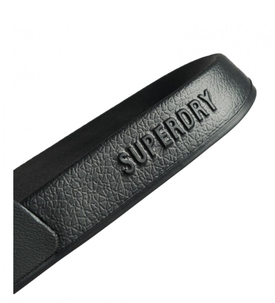Chinelo de piscina Superdry Code com logo, preto.
