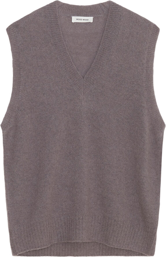Wood Wood WWDallas aran knit vest Royal purple
