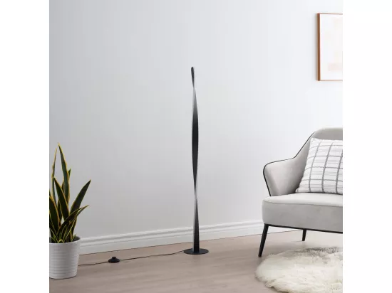 Lampadaire noir dimmable LED torsadé - Mazen