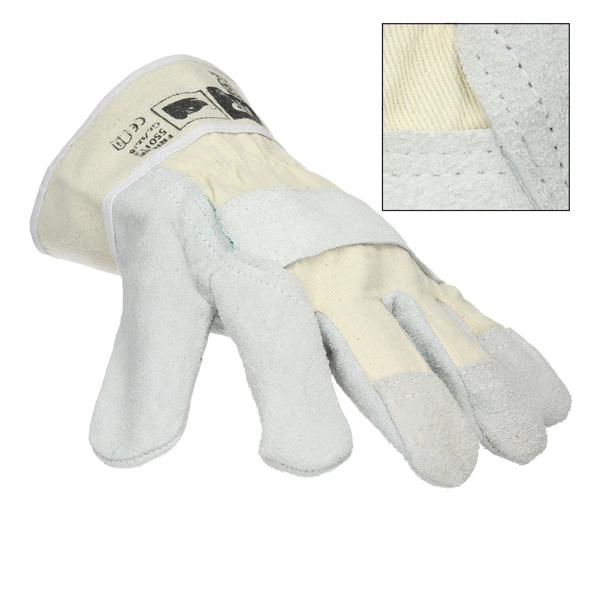 ECD Duitsland 48 paar Pro-Fit® Split Rundleer Handschoenen, Maat 10 / XL - Naturel - Canvas Manchet - Leren Werkhandschoenen, Split Rundleer Beschermende Handschoenen, Tuinhandschoenen, Handbeschermingshandschoenen - Aantal Selecteerbaar