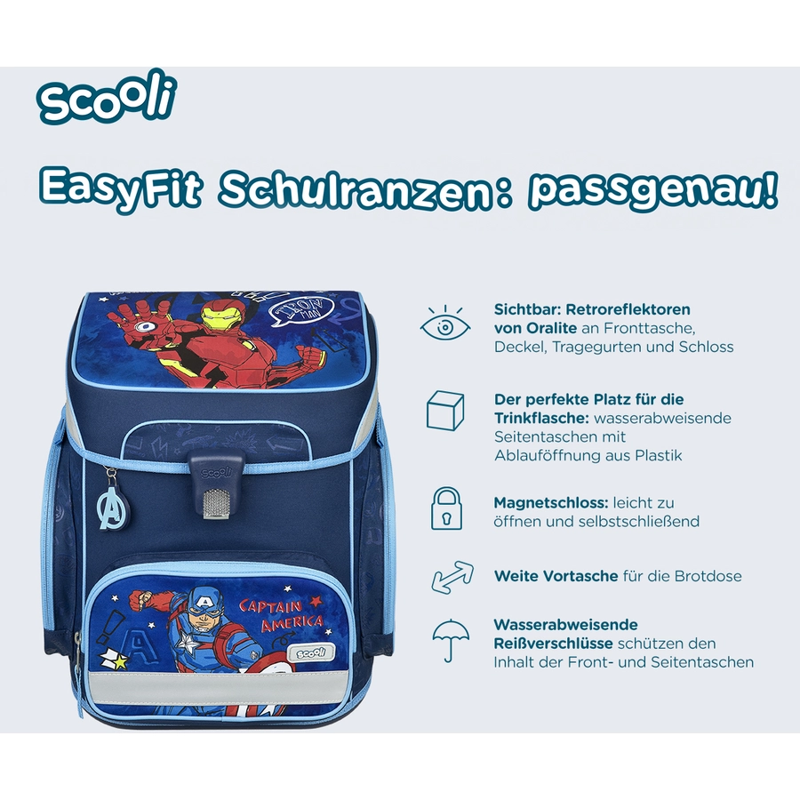 Scooli EasyFit Schulranzen - Set Avengers