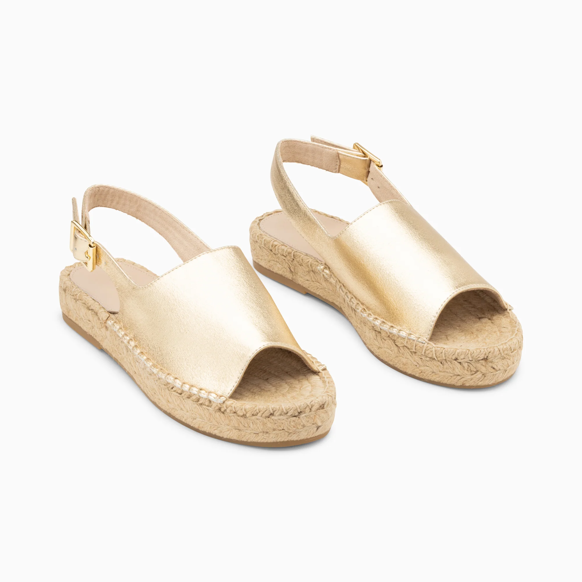 Sandales plates-Sandales Marjolaine or à semelle espadrille