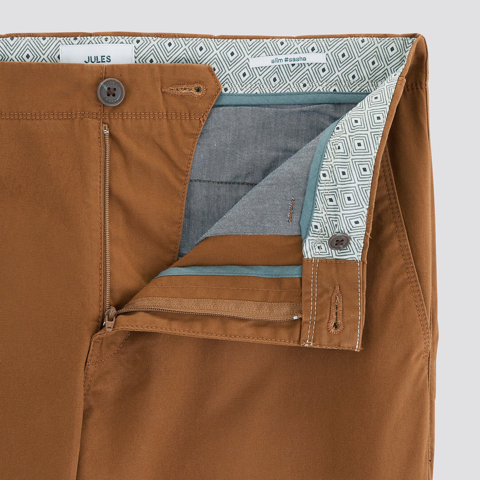 Pantalon chino slim Camel