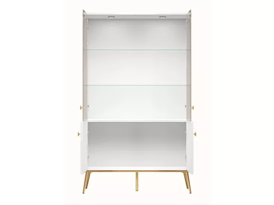Vitrine haute - 4 porte - blanc avec pieds dorés - DARRBY