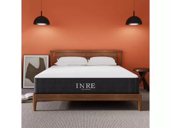 Matelas 160x200 cm INRE, 30 cm - Mémoire de Forme, Réversible, 7 Zones Ergonomiques, Tissu Écologique et Respirant, Confort Optimal