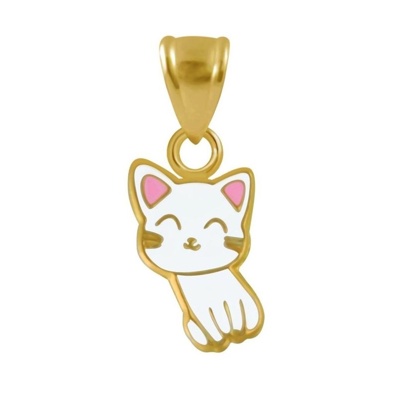 Collier chat doré en argent 925/1000