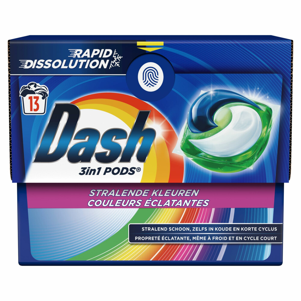 Dash Wasmiddelcapsules 3in1 Pods Stralende Kleuren13 stuks