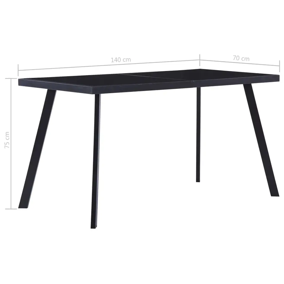 vidaXL - Eettafel - Zwart - Glas - 140 x 70 x 75 cm