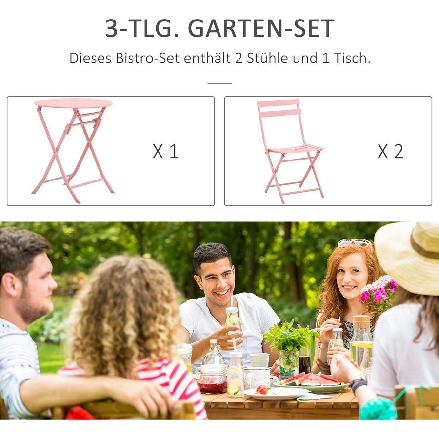 Outsunny Gartenmöbel-Set im kompaktem Design rosa