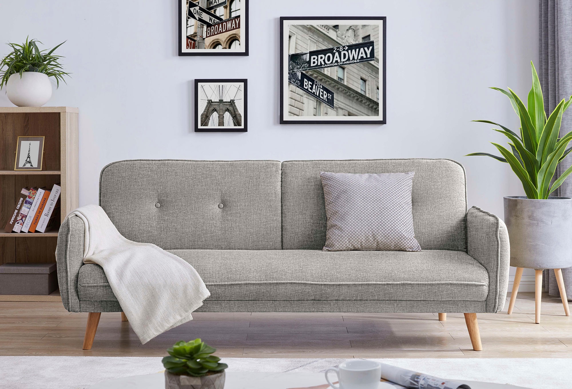SalesFever Schlafsofa »Komfortables Linköping Schlafsofa« mit Knopfheftung im Rücken und Schlaffunktion, Breite 188 cm