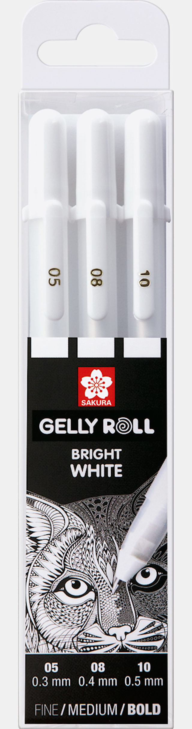 Sakura Basic Set 3 Hvite Gelpenner Fine/Medium/Bold
