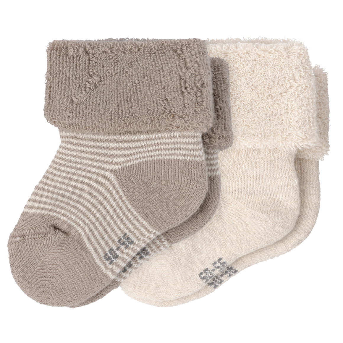 Topomini 2 Paar Erstlingssocken mit Frottee braun / beige