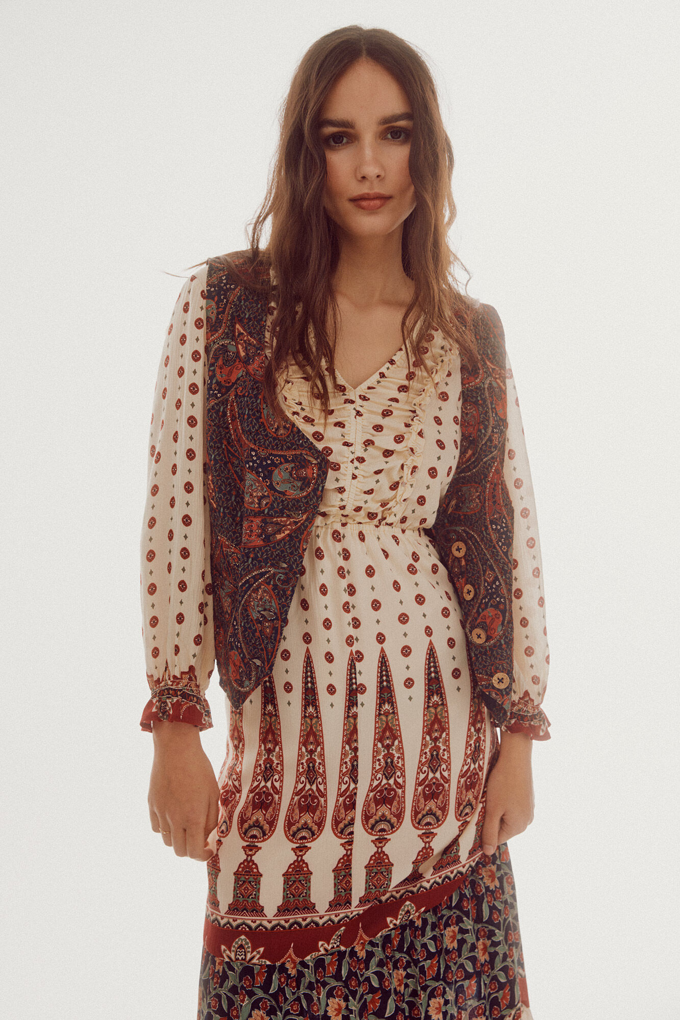 Vestido longo estampado - Multicolorido