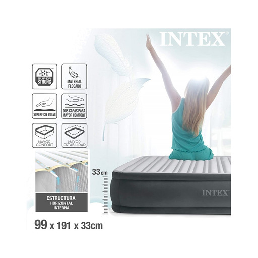 Colchão inflável Intex cinza, 191x99x131cm