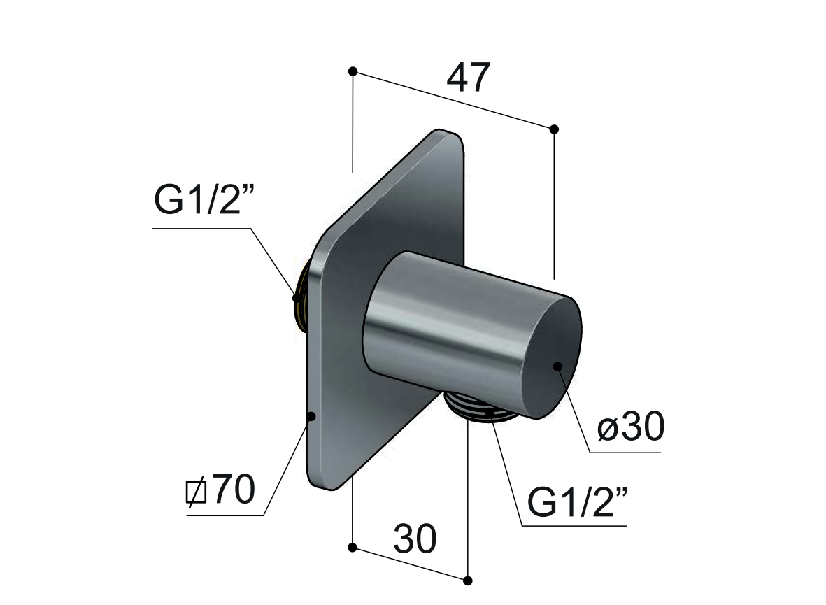 Hotbath Gal wanduitlaat geborsteld gunmetal PVD