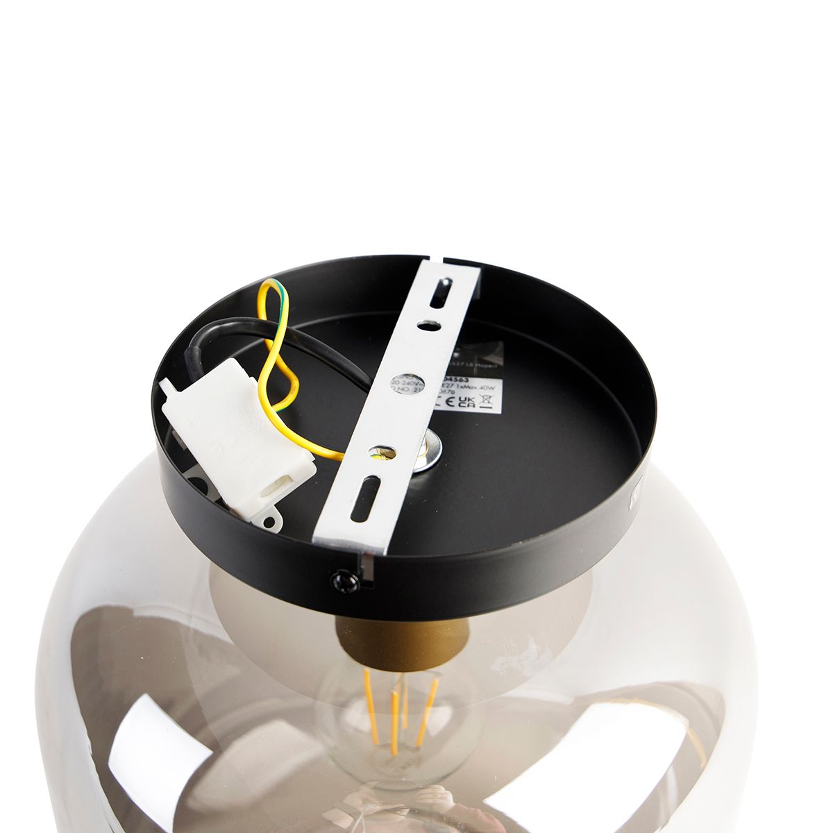 Smart plafondlamp zwart met goud en smoke glas incl. Wifi A60 - Zuzanna
