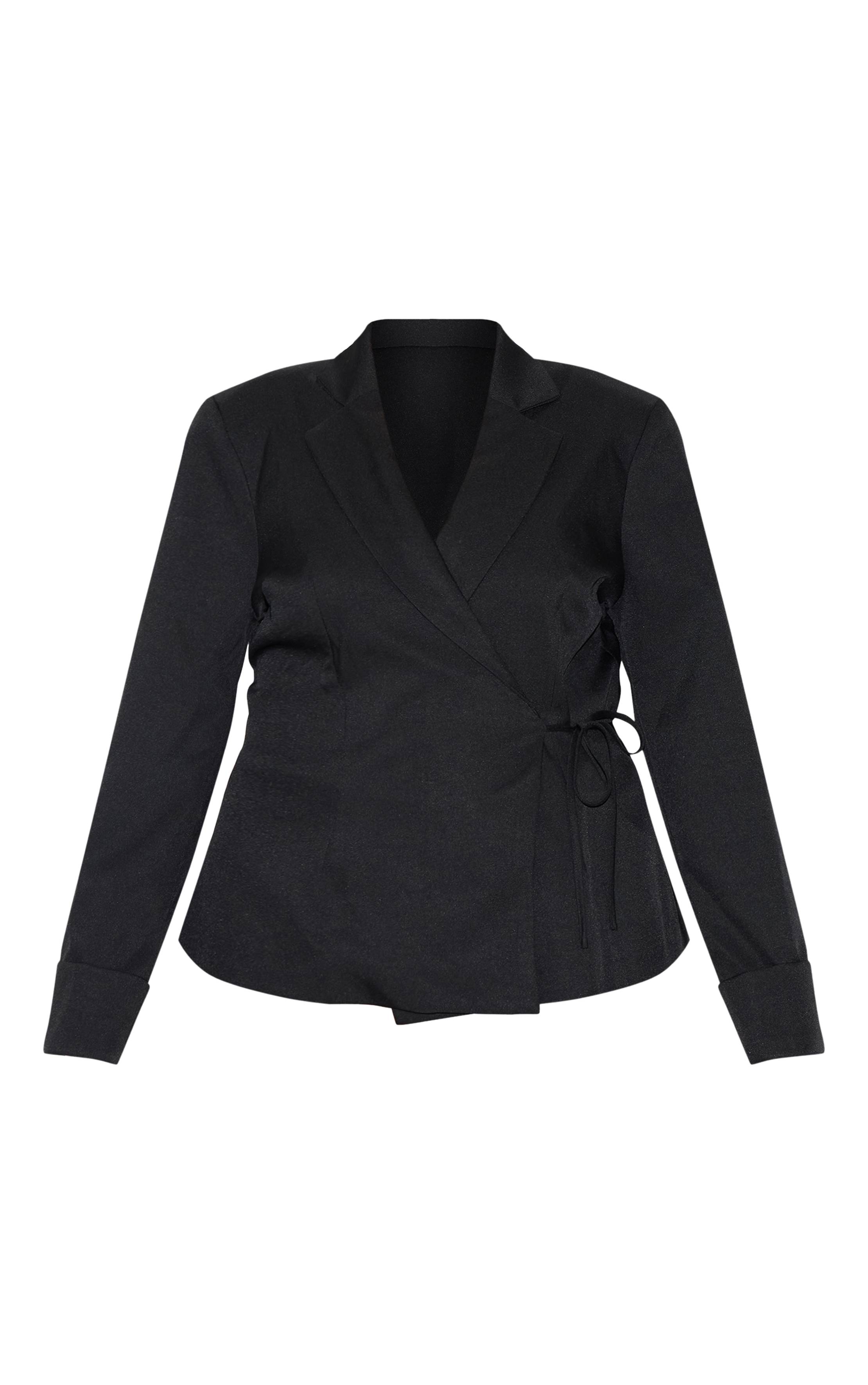 Noir Blazer Grande Taille Ultra Oversize À Nouer Sur Le Côté