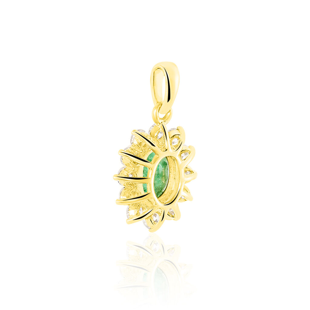 Pendentif Vladimir Or Jaune Emeraude Et Diamant