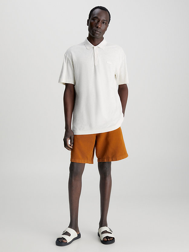 Camisa polo em mistura de linho