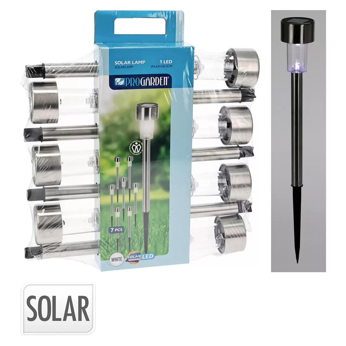 Solarlampen mit Erdspiess 7er Set Silber