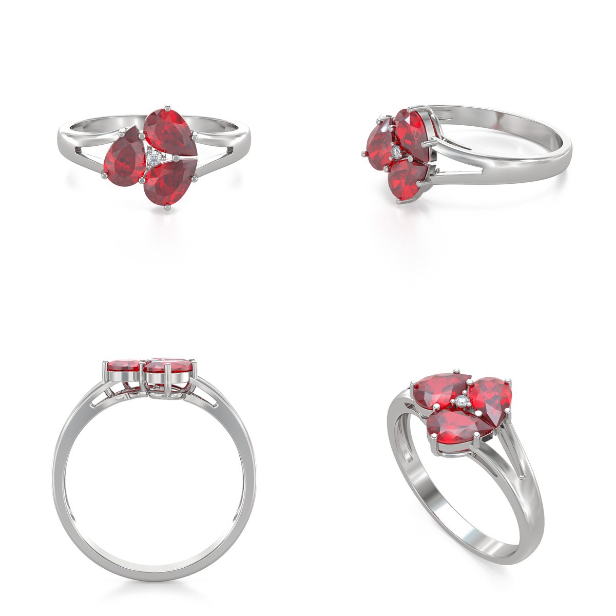 Bague ADEN Rubis et diamants sur Argent 925 2.5grs