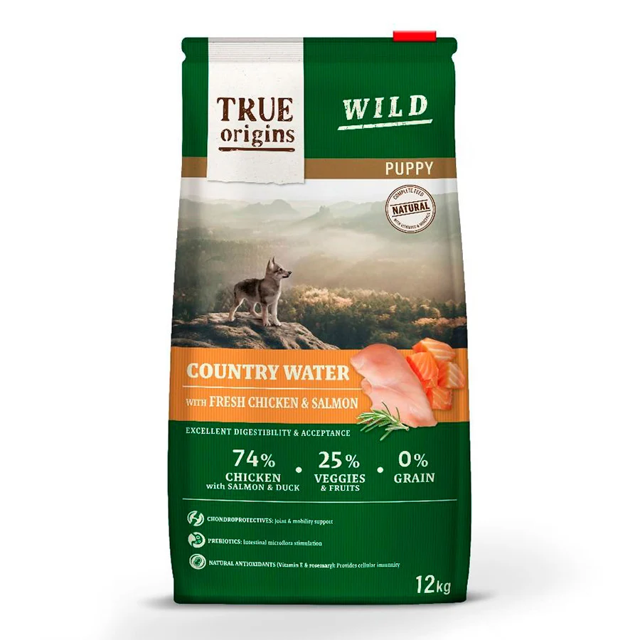 kg de ração para filhotes True Origins Wild Puppy Country Water com frango e salmão