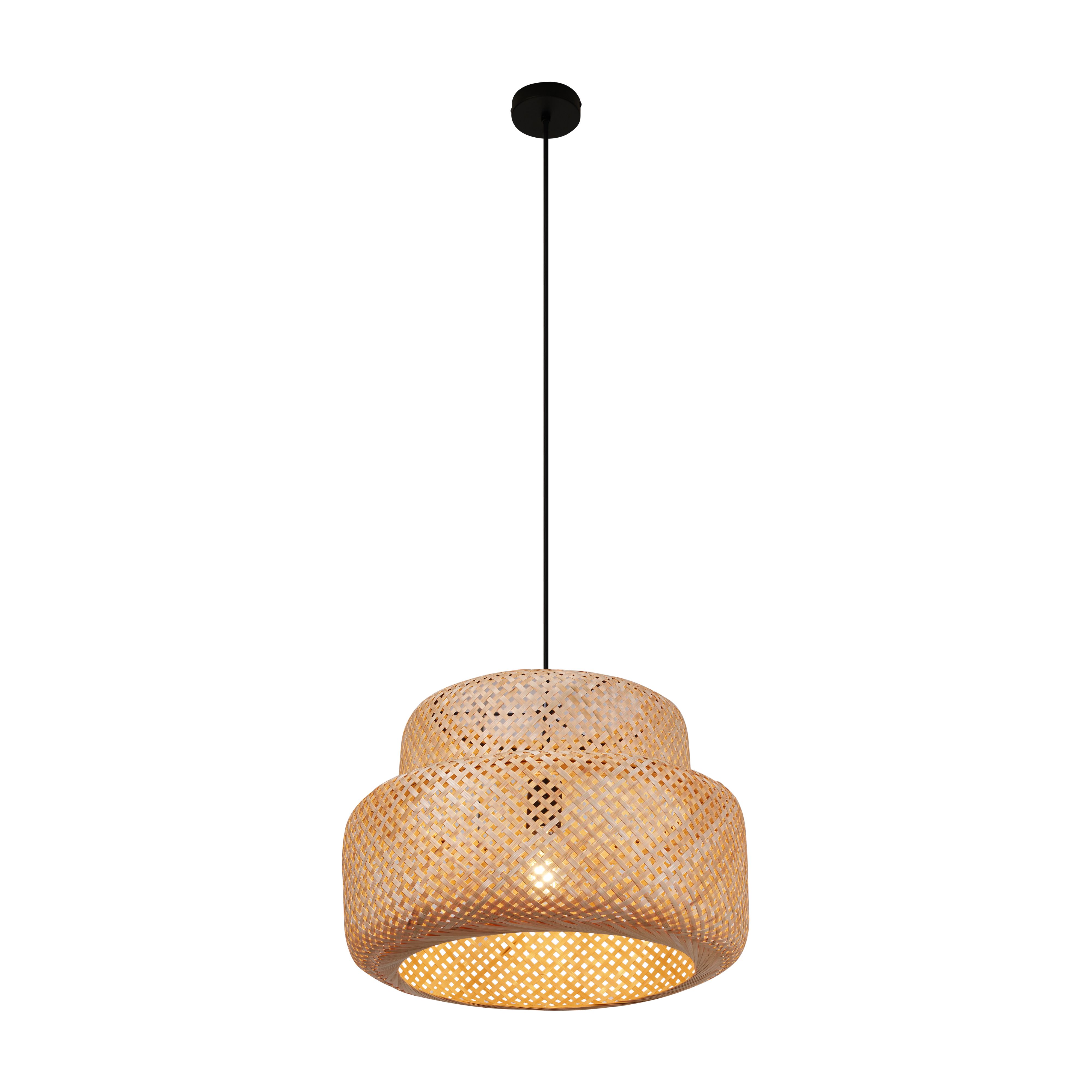 Japandi hanglamp zwart met bamboe- Kea