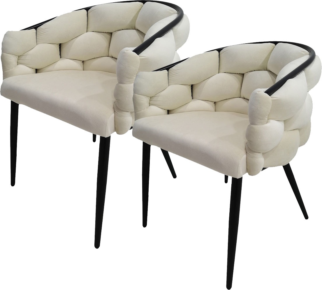 Kayoom Polsterstuhl »Stuhl Grace 125 2er-Set, Gestell aus Eisen, bequem gepolstert« (Set) 2 Stk.Graziöses Design, absolutes Eye-Catcher, geflochtener Rücken