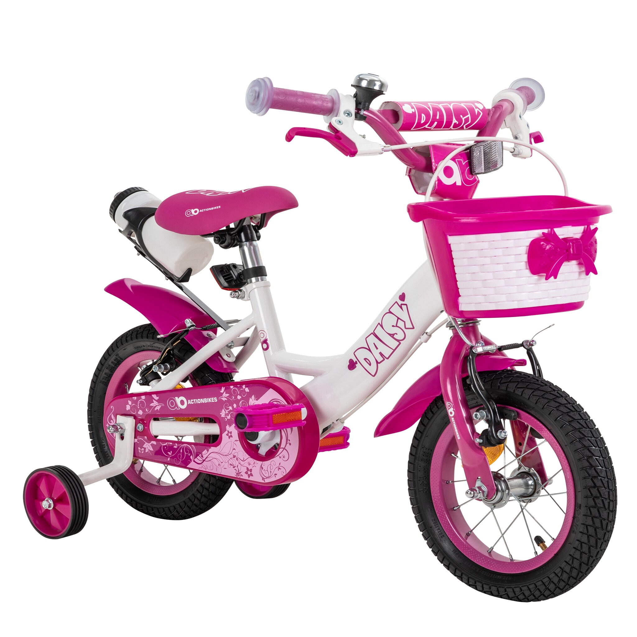 Actionbikes Kinderfahrrad Daisy 12 Zoll, pink, Stützräder, Korb, V-Brake-Bremsen, Antirutschgriffe (East)