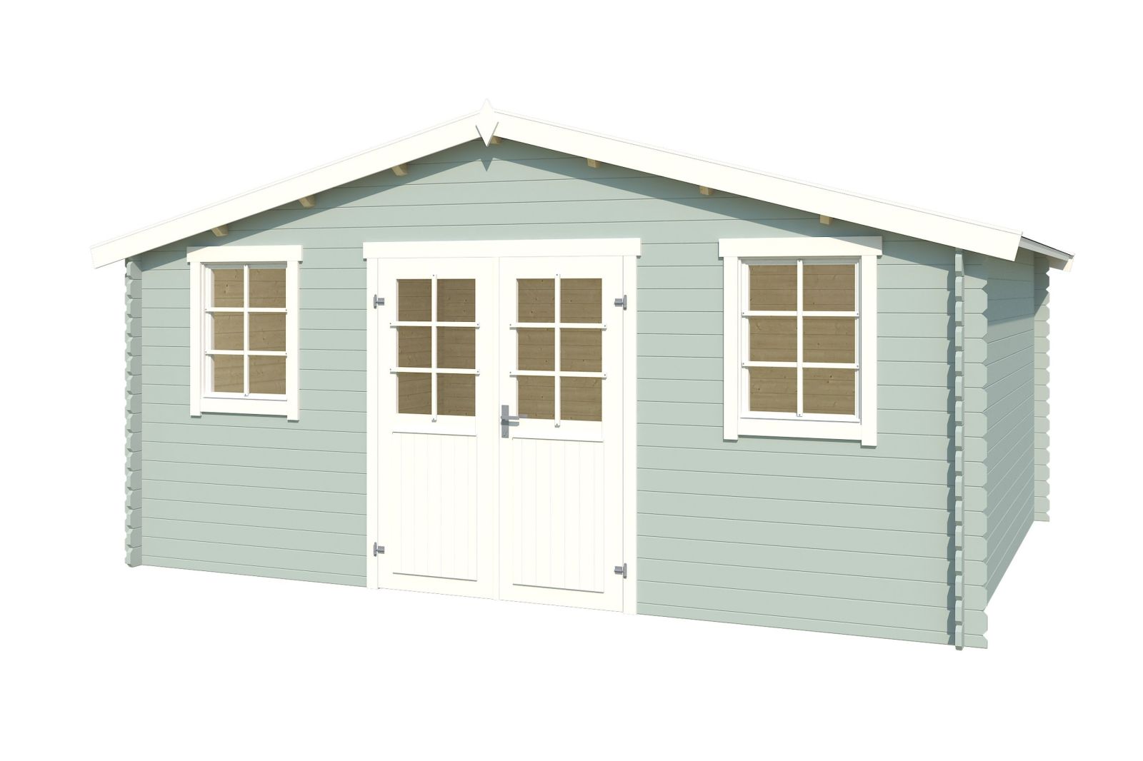 Blochbohlenhaus UDO 300 - gletschergrün - Fichte massiv - 480x300 cm
