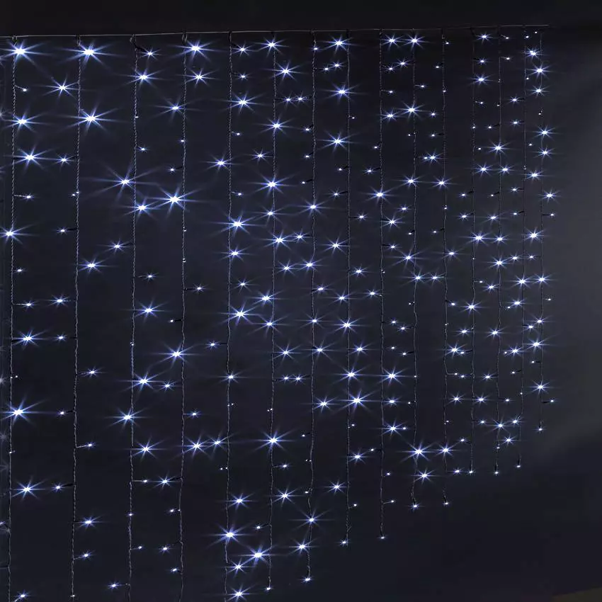 Rideau lumineux à piles H1,50 m L1 m 150 LED Blanc froid