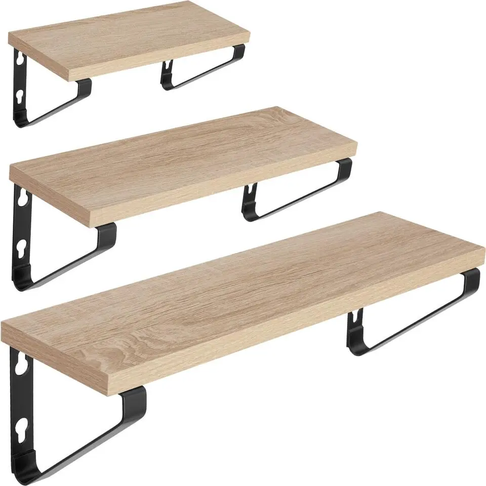tectake 3 wandplanken Cowell, Industrieel Licht Hout, Eiken Sonoma