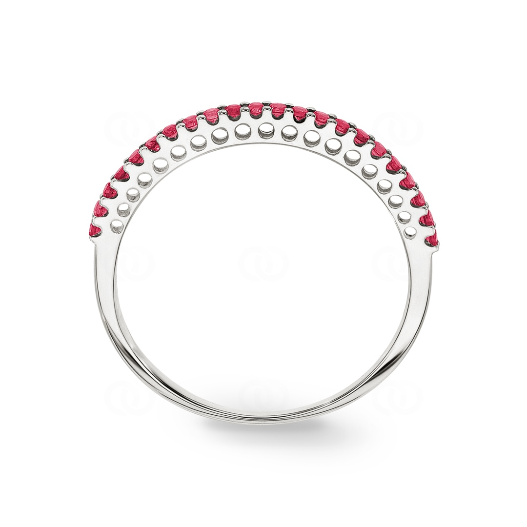 Mémoire-Ring 750/18 K Weissgold mit Rubinen