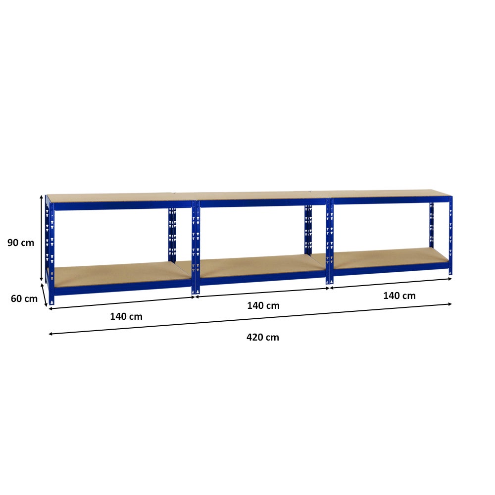 PROREGAL Mega Deal 3x werkbank Tiger HxBxD 90 x 140 x 60 cm vakbelasting 300 kg blauw